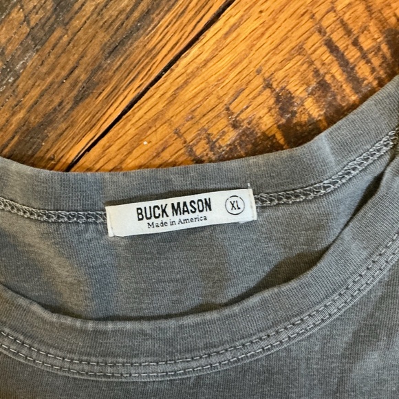 Buck Mason Slub Curved Hem Tee Gray Coal Venice Wash XL Made in USA - Picture 4 of 7